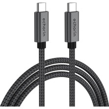 Echorin 240W, 20 Gbps, 4K 60Hz, USB C'den USB C'ye, Örgülü Hızlı Şarj, Görüntü ve Veri Aktarım Kablo