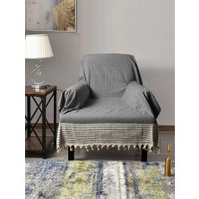 Odea Tr Buldan Işi Kolları Örten Pamuklu Tekli Koltuk Berjer Örtüsü 180X150 cm Pamuk Dokuma (Antrasit)