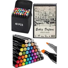 Odea Tr Eskiz Defteri A5 50 Yaprak 100 gr 1 Adet 48 Renk Çift Taraflı Marker Kalem 48 Adet Touch Çift Uçlu