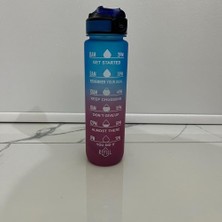 Odea Tr Motivasyon Su Matarası 1 Litre, Zaman Işaretli Pipetli Su Şişesi, Bpa Içermez, Sızdırmaz Kapaklı, Mavi-Pembe