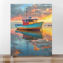 Mythriva Sayılarla Boyama Tuval Seti Fırça Boya Dahil (Çıtalı) 40X50 cm -Balıkçı Teknesi