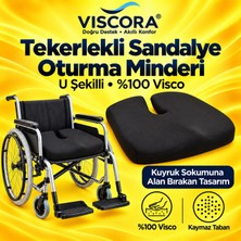 Viscora Tekerlekli Sandalye Minderi – Visco U Şekilli Kuyruk Sokumu Destekli Kaymaz Oturma Minderi