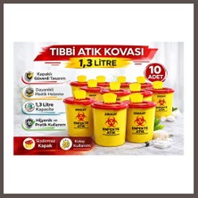 Bezos Tıbbi Atık Kovası 1,3 Litre 10 Adet Kapaklı Tıbbi Atık Kutusu Enfekte Atık Kovası Seti ECO123