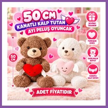 Bezos PL50247 50 cm Kanatlı Kalp Tutan Ayı Peluş Oyuncak Bzoshb