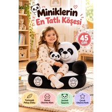 Open City Panda Peluş Minder 45 cm Siyah Beyaz Çocuk Koltuğu Yumuşak Oturma Minderi Oyun ve Kitap Köşesi Evde!