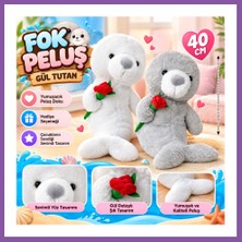 Bezos PL50252 40 cm Fok Gül Tutan Peluş Fok Oyuncak Bzoshb