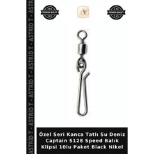 Özel Seri Kanca Tatlı Su Deniz Captain 5128 Speed Balık Klipsi 10LU Paket Black Nikel