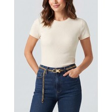 EBG Fashion Gold Tokalı Gurmet Zincir Kadın Kemer – Elbise ve Jean Bel Kemeri