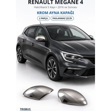 Trobus Renault Megane 4 2016 ve Sonrası Uyumlu Krom Ayna Kapağı 2 Parça Paslanmaz Çelik