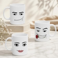 Arden Roblox Face Temalı 3'lü Set Baskılı Kupa - Bardak - Hediyelik Eşya