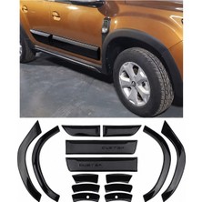 Trobus Dacia Duster 2018-2024 Uyumlu Dodik Seti 12+2 Parça Abs Düz Parlak Siyah