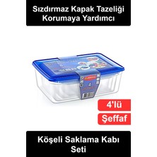 Wonara #saklamakabı 4'lü Köşeli Saklama Kabı Seti Şeffaf Plastik Gıda Kutusu Bpa Içermeyen Sızdırmaz Mavi Kapaklı Yer Tasarruflu Buzdolabı Düzenleyici Mutfak Organizer Erzak Yemek Salata Kahvaltılık Meyve