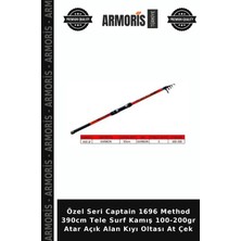 Armoris Özel Seri Captain 1696 Method 390CM Tele Surf Kamış 100-200GR Atar Açık Alan Kıyı Oltası At Çek