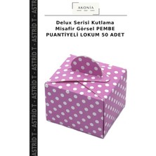 Delux Serisi Kutlama Misafir Görsel Pembe Puantiyeli Lokum 50 Adet