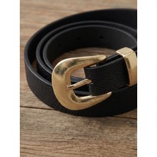 EBG Fashion Kadın Oval Gold Tokalı Dikişsiz Kemer – Pantolon, Etek ve Ceket Bel Kemeri