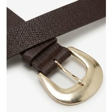 EBG Fashion Kadın Oval Gold Tokalı Dikişsiz Kemer – Pantolon, Etek ve Ceket Bel Kemeri
