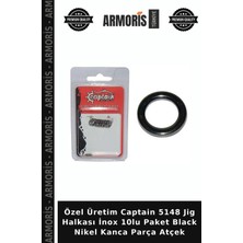 Armoris Özel Üretim Captain 5148 Jig Halkası Inox 10LU Paket Black Nikel Kanca Parça Atçek