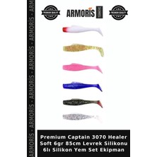 Armoris Premium Captain 3070 Healer Soft 6gr 85CM Levrek Silikonu 6lı Silikon Yem Set Ekipman