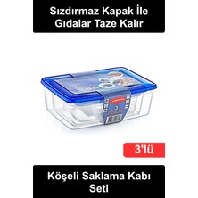 Wonara #saklamakabı 3'lü Köşeli Saklama Kabı Seti Sızdırmaz Kapaklı Bpa Içermeyen Şeffaf Plastik Buzdolabı Derin Dondurucu Uyumlu Gıda Muhafaza Kutusu Erzak Düzenleyici Mutfak Organizer Taze Tutma Mavi