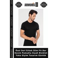 Armoris Özel Seri Erkek Slim Fit Dar Kesim Pamuklu Siyah Bisiklet Yaka Giyim Tasarım Günlük
