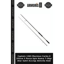 Armoris Captain 1365 Maximus Carbo-X 252CM 2 Parça Spin Kamış 7-36GR Atar Sahil Avcılığı Aktivite Hobi
