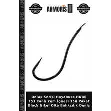 Armoris Delux Serisi Hayabusa Hkre 153 Canlı Yem Iğnesi 15LI Paket Black Nikel Olta Balıkçılık Deniz