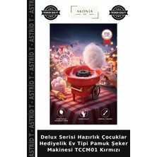 Delux Serisi Hazırlık Çocuklar Hediyelik Ev Tipi Pamuk Şeker Makinesi TCCM01 Kırmızı