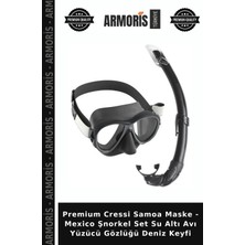 Armoris Premium Cressi Samoa Maske - Mexico Şnorkel Set Su Altı Avı Yüzücü Gözlüğü Deniz Keyfi