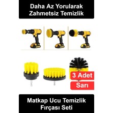 Wonara #matkapfırçası Matkap Ucu Temizlik Fırçası Seti 3'lü Banyo Mutfak Duşakabin Küvet Fayans Araba Jant Tekerlek Koltuk Halı Yıkama Fırın Barbekü Pencere Temizleyici Vidalama Uyumlu Başlık Aparatı Sarı
