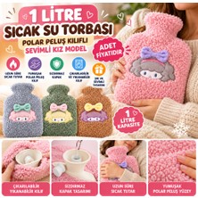 1 Litre Polar Peluş Örgülü,kurdeleli Saçlı Kız Model Sıcak Su Torbası (Adet Fiyatıdır)