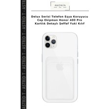 Delux Serisi Telefon Eşya Koruyucu Cep Ekipman Honor 400 Pro Kartlık Detaylı Şeffaf Yuki Kılıf