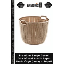 Armoris Premium Banyo Gereci Oda Düzeni Pratik Sepet Derin Örgü Çamaşır Sepeti