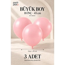 Parti Plato Büyük Boy Pembe Lateks Balon 18 Inç 45 cm 3 Adet Parti Süsleme