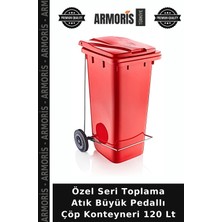 Armoris Özel Seri Toplama Atık Büyük Pedallı Çöp Konteyneri 120 Lt