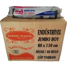 OEM Kazanç Plastik Endüstriyel Jumbo Çöp Torbası Poşeti 2 Kat Siyah 62 Mic. 500 gr 80 x 110 Cm. / Koli