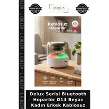 Delux Serisi Bluetooth Hoparlör D14 Beyaz Kadın Erkek Kablosuz