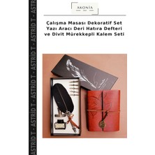 Çalışma Masası Dekoratif Set Yazı Aracı Deri Hatıra Defteri ve Divit Mürekkepli Kalem Seti