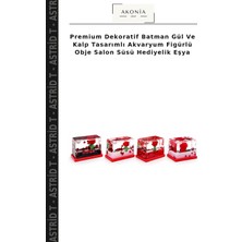 Premium Dekoratif Batman Gül ve Kalp Tasarımlı Akvaryum Figürlü Obje Salon Süsü Hediyelik Eşya