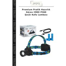Premium Pratik Hazırlık Görev Cree P360 Şarjlı Kafa Lambası