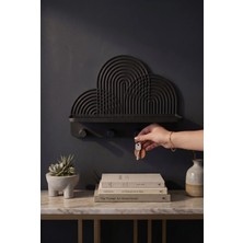GIFT MALL Modern Geometrik Dalga Desenli Duvar Rafı Ve Askılı Anahtarlık
