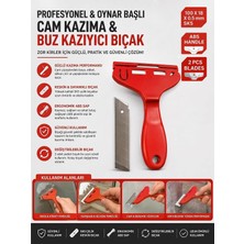 Tr Profesyonel Oynar Başlı Cam Kazıma ve Buz Kazıyıcı Bıçak - Ergonomik Plastik Saplı, 2 Ad
