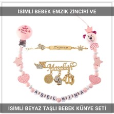 Tr Isimli Bebek Emzik Zinciri ve Isimli Bebek Künye Seti, Pembe