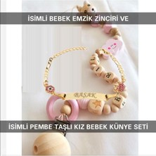Tr Isimli Bebek Emzik Zinciri ve Isimli Bebek Künye Seti, Altın Renk, Babyshine Emzik