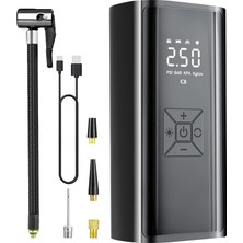 Tr Şarjlı Lastik Şişirme Hava Kompresörü, 150 Psı Dijital LCD Ekranlı, 6000 Mah Bataryalı, P