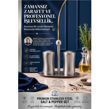 Tr Stantlı Tuzluk Biberlik Seti 13 cm 18/10 304 Paslanmaz Çelik Baharatlık 723496