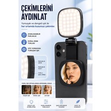 Tr Dy-06 Şarjlı Aynalı Manyetik LED Selfie Işığı, 3 Renk Modlu, Telefon Video Çekim ve Makya