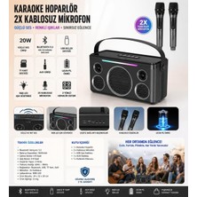 Tr Bluetooth 5.3 Karaoke Hoparlör, 2 Kablosuz Mikrofonlu
