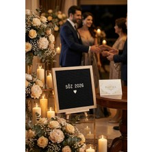 Tr Ahşap Harfli Yazı Panosu 25,5X25,5 cm – Gerçek Cam Çerçeve, 340 Parça Harf Seti, Keçe Y�