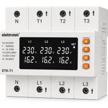 Tr Etk-T1 Trifaze Voltaj ve Akım Koruma Rölesi, 100 A, Ac 230 V, Ayrışık Faz Kontrolü, Dijital