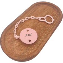 Tr Kişiye Özel Isimli Pembe Bebek Emzik Zinciri, Unisex, Tek Ebat